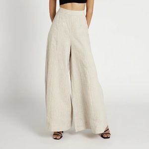 NWT DISSH Heidi linen wide legs pants in black